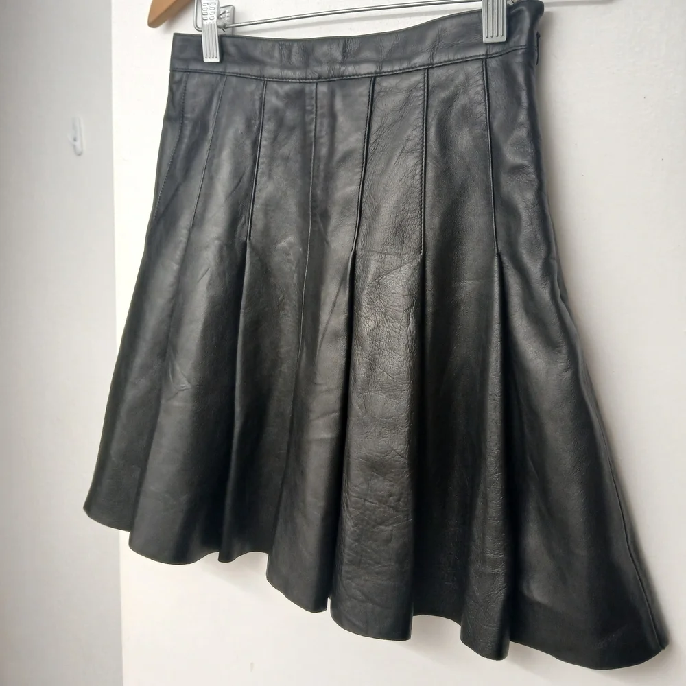 Saint Laurent Black Skater Leather Skirt - Picture 3 of 15